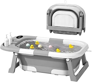 Banheira Bebê Dobrável com Termômetro Digital, Portátil e Compacta para Viagem e Apartamento
