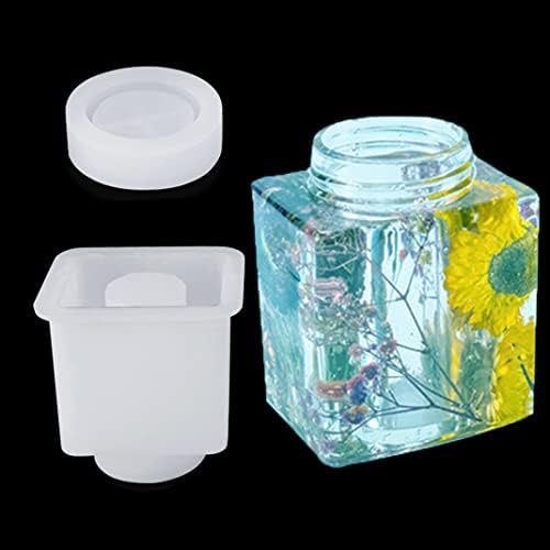 iSuperb Square Resin Molds Bottles Jars Silicone Mold with Lid Box Epoxy Resin Casting Molds for DIY Jewelry Storage Box, Home Decoration