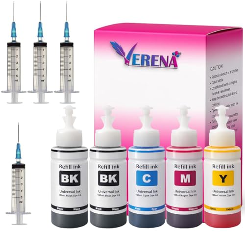 Image of VERENA Refill Kit Compatible for Canon Pixma E470, E470, E477, E400, E410, E417, E560, E3370, E4570, MG2577S Printers Cartridges (2BK+3Colour &4 Syring)