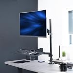 VIVO Sit-Stand Height Adjustable Pneumatic Spring Arm Keyboard Tray Desk Mount for 1 Screen up to 32 inches STAND-SIT1B