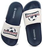 INMINPIN Kids Boys Girls Ball Sprots Slides Sandals Ultra Comfortable Beach Pool Shower Shoes House Slide Indoor Outdoor for Sports Fan,Baseball Soccer White,2 Big Kid