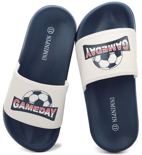 Image of INMINPIN Kids Boys Girls Ball Sprots Slides Sandals Ultra Comfortable Beach Pool Shower Shoes House Slide Indoor Outdoor for Sports Fan