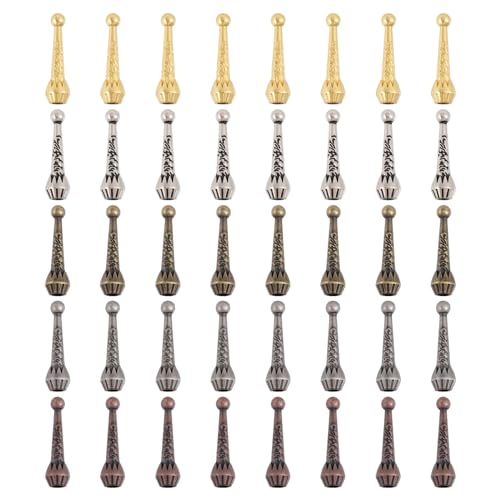 CHGCRAFT 40Pcs 5 Colors Bolo Tie Tips Replacement End Charms Alloy Cord End for Bolo Tie Making Fashion Findings for Neckalce DIY Crafts Clothes Decor