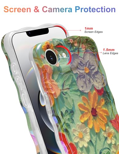 Coque iPhone 16 motif fleur laser en TPU souple ondulé