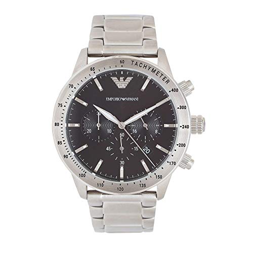 Image of Emporio Armani Mens Tachymeter Metallic Chronograph Watch - AR11241I (Black Free Size)