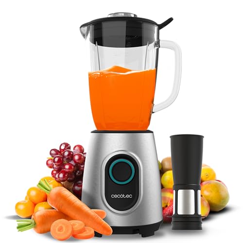 Cecotec Batidora de Vaso Power Black Titanium 2000MAX Inox Pro. 1800W, 27800 RPM, 8 Cuchillas Titanio Negro, Jarra Vidrio 1.8L, 2 Velocidades, Pulse, Pica Hielo, Lavavajillas, Filtro Licuado, Acero Cecotec Batidora de Vaso Power Black Titanium 2000MAX Inox Pro. 1800W, 27800 RPM, 8 Cuchillas Titanio Negro, Jarra Vidrio 1.8L, 2 Velocidades, Pulse, Pica Hielo, Lavavajillas, Filtro Licuado, Acero