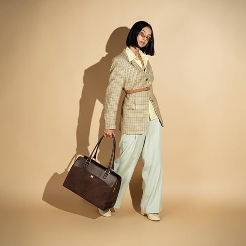 Image of Theater Dr. Grief Brown Croco Handbag for Women | Structured Top Handle Tote with Spacious Interior | Elegant Office Work & All Day Essential Laptop Bag
