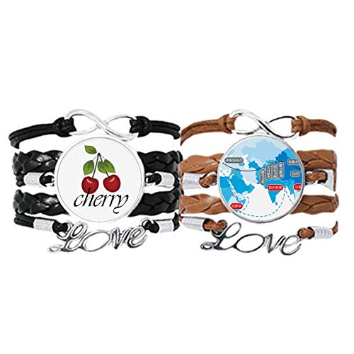 Bracelets en soie à offrir lot de 2 Vector Diagram motif carte de la route