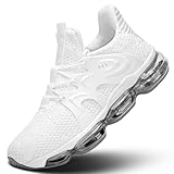 Wrezatro Mens Running Shoes Breathable Walking Tennis Casual Non Slip Comfort Work Fashion Basketball Sneakers Trainers White