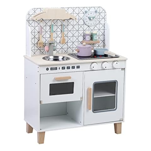 Children’s Wooden Light-Up Kitchen Playset: Kitchen Set with Accessories, Electronic Features, 3+ Cover