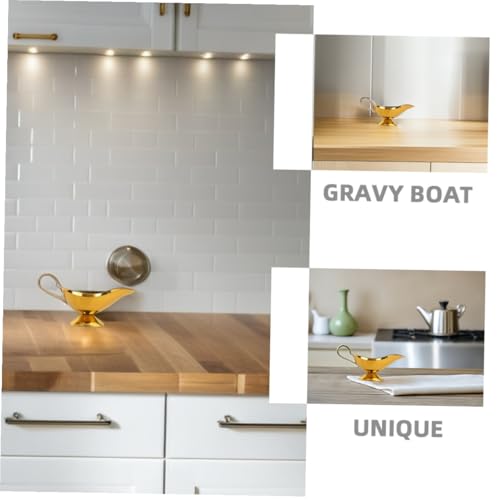 Salsiera in Acciaio Inossidabile Addensata Barattolo per Salsa e Condimenti Multiuso Elegante Gravy Boat Oro per Casa e Ristorante Dispenser per Salse di Bistecca Pepe e Insalata - immagine 4