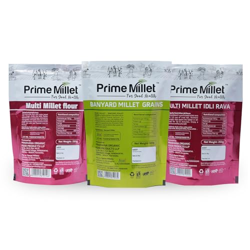 Image of Prime Millets Organic Multi Flour | Whole Barnyard Grain | Multi Idli Rava | Pack of 3 (1kg) | High Fiber | Healthy Digestive Meals | Premium Quality