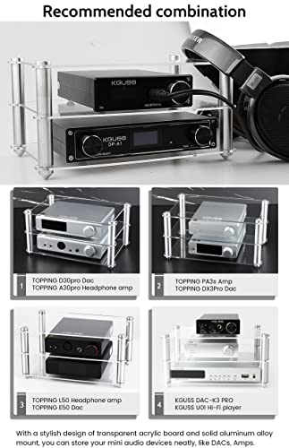 image for KGUSS Mini Audio Component Rack Acrylic 2-Layer Rack Aluminium Holders