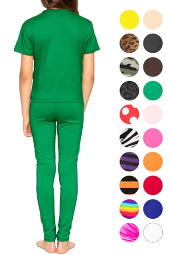 Image of STRETCH IS COMFORT Girls 2 Piece Hoodie Short Sleeve Long Sleeve Crew Neck Top and Leggings Set Kids Thermals Underwear Set