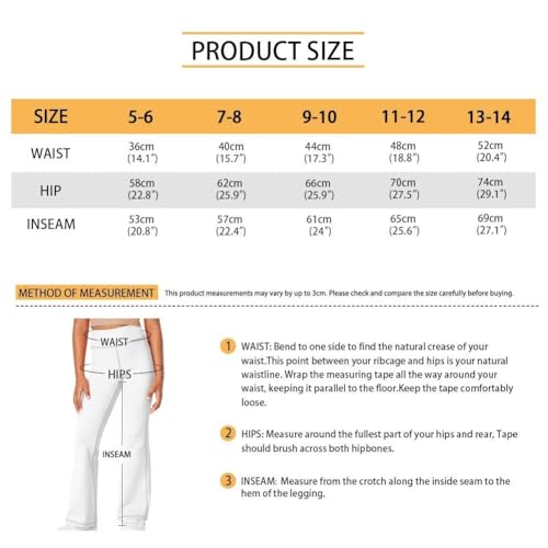 Ctsgobvahy Leggings para meninas tamanho 5-14 casual cintura alta Yoga calças para dança sino calças