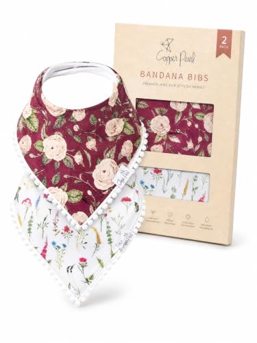 Image of Copper Pearl Baby Bibs 4 Pack, Bandana Drool Bibs for Baby Girl & Boy, Soft Cotton Bibs for Drooling and Teething
