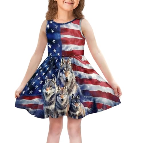 Girls Summer Dresses 2-14Y Kids Mini Sleeveless Dress Novelty Swing Party Sundress with Pockets Streetwear