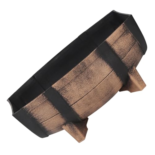 BAZEITFLOW Weinfass Pflanzgefäß Halbes Fass 41X21cm Wetterfester PP Pflanzkübel Holzoptik mit Füßen für Garten Terrasse