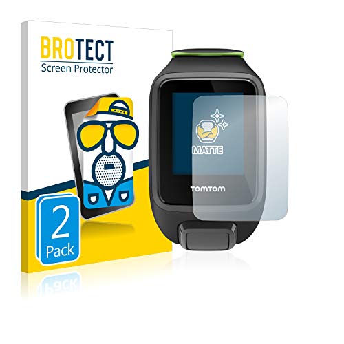 BROTECT Protector Pantalla Anti-Reflejos Compatible con Tomtom Runner 3 Cardio/Music (2 Unidades) Pelicula Mate Anti-Huellas