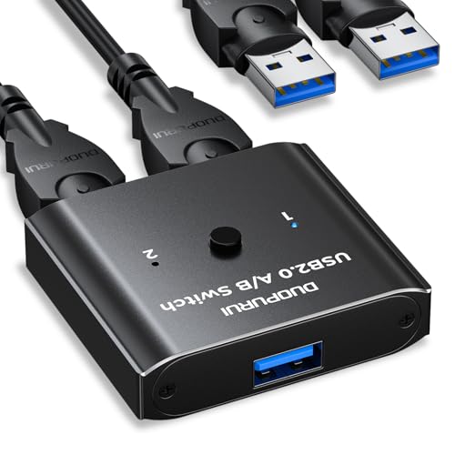 Image of USB 2.0 Switch 2 in 1 Out / 1 in 2 Out Bi-Directional,USB Switcher 2 Computers Share Printer Keyboard Mouse Scanner,Printer Splitter for 2 Computers Compatible with Mac /Win /Linux (USB2.0)