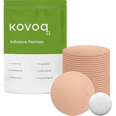Kovoq - Libre 2 Sensor Covers - 25-Pack Waterproof Adhesive Patches for Freestyle Libre 2 Sensor with Hard Cover for Reliable Protection Against Bumps and Scratches, Breathable and Hypoallergenic(TAN) Cover