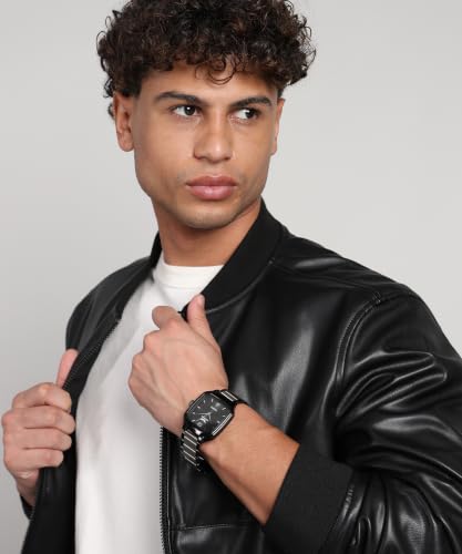 Image of LOIS CARON Black Two-Tone Square Analog Quartz Watch for Men /Boys Analog Wrist Watch Analog Watch - for Men LCS-8578