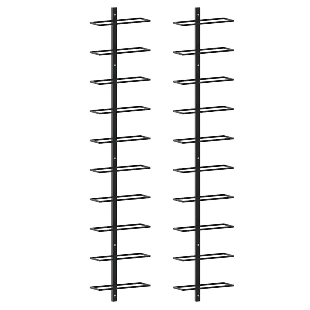 20 portabottiglie da parete, 2 pezzi, nero, metallo