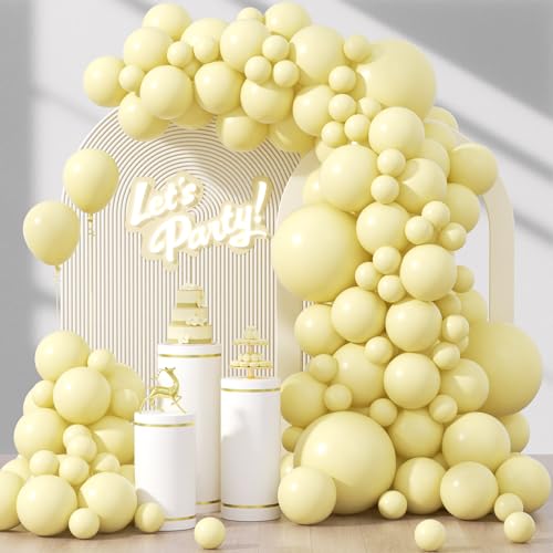 Awenztech 122pcs Pastel Yellow Balloons Different Sizes 18 12 10 5 inch Light Yellow Balloon Arch Kit for Gender Reveal Baby Shower Birthday Party Decorations