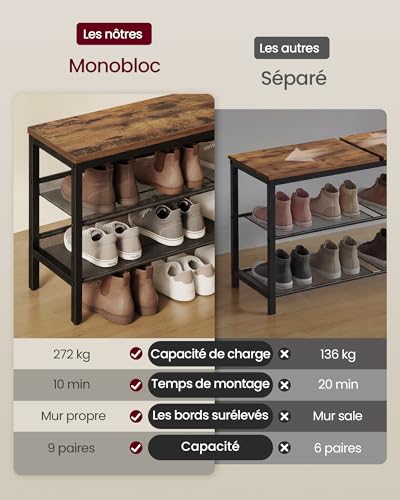 Banc à chaussures compact pour optimiser et ranger une entrée étroite efficacement