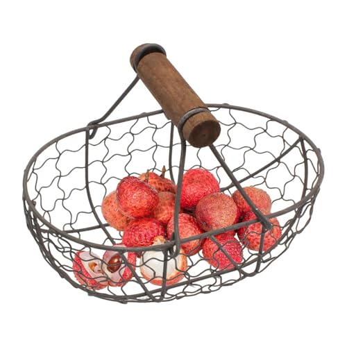 Cesta para huevos – Soporte para huevos de alambre de metal, cesta de almacenamiento portátil para cocina, cesta de huevos reutilizable de malla de alambre, organizador de huevos de estilo vintage