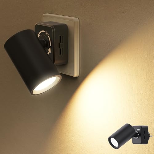 JandCase Prise Electrique Avec Capteur de Crépuscule, Pivotant à 320°, Veilleuse LED Dimmable 0-100LM, 2700K Blanc Chaud, Veilleuse Enfant pour Chambre,...