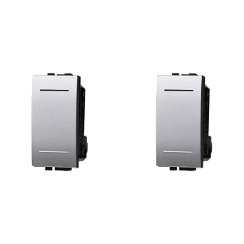 Button 1P 16A Single Pole Colour Grey Compatible with Bticino Living Light/International Pack of 2