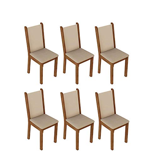Kit 6 Cadeiras de Jantar 4291 Madesa Rustic/Crema/Pérola