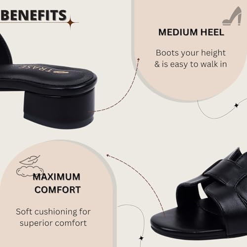 Image of TRASE Block Heels Sandals For Women, Sassy Stylish & Comfortable Footwear