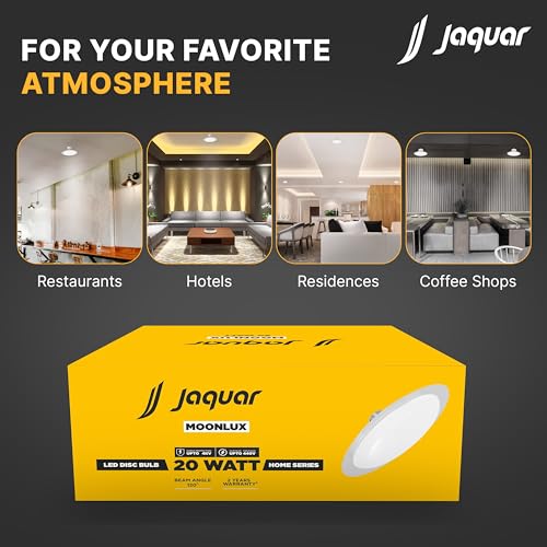 Image of Jaquar Moonlux 20W Disc Led Cool White Light, Round Indoor Lighting For Hotels, Hospitals, Retails Shops and Home Spaces | Modern Design with B22 Base | 2 Years Warranty | Pack of 1