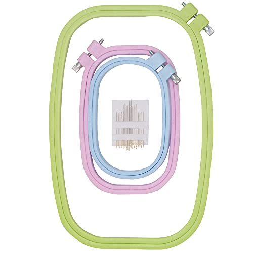 LAMXD Aro de bordado colorido de 3 tamaños, rectangular, cuadrado, para punto de cruz, herramienta de costura para manualidades, costura práctica (multicolor), aro de bordado..