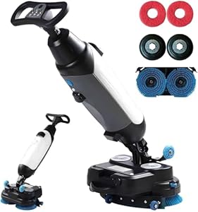 GTANND Elektrische Scheuersaugmaschine, gewerbliche Scheuersaugmaschine mit Doppelbürste, 43 cm Reinigungsbreite, für Holzböden, Keramik, Terrazzo, PVC-Böden und Marmor White