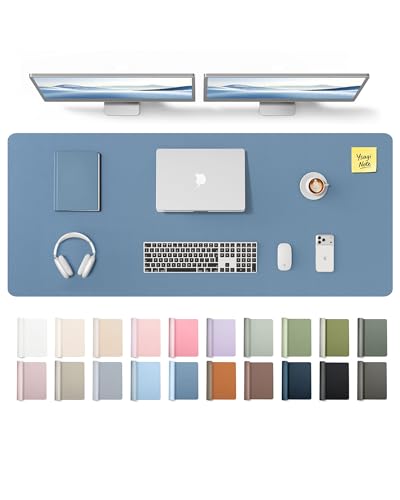 Image of YSAGi Leather Desk Pad Protector, Office Desk Mat, Large Mouse Pad, Non-Slip PU Leather Desk Blotter, Laptop Desk Pad, Waterproof Desk Writing Pad for Office and Home (Blue,55 inch x 17.2 inch)