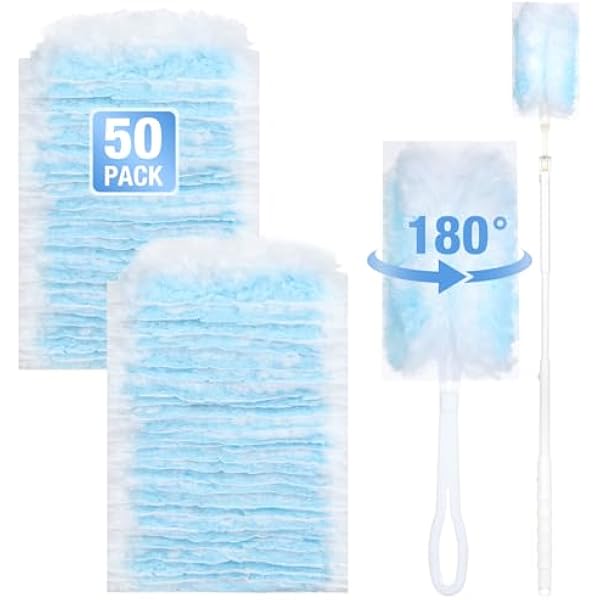 flintronic 50 sztuk Duster Miotełka Z 2 Uchwytami Do Pyłu Czysty 180 Stopni Do Pyłu Zwierząt Półki Meble Szafki