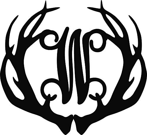 PK Décor Deer Antler Decor with Family Single Letter, Metal ACM Buck Antlers Sign Customized Garden Flag Stand, Rustic Initial Monogram Door Hanger, Rustic Wedding Gift