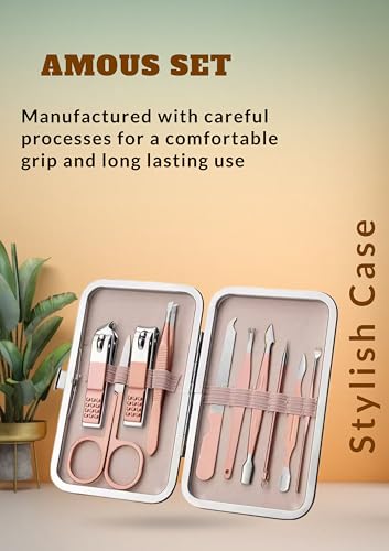 AMOUS Professional Nail Care kit Manicure Grooming Set with Travel Case (10 PCS) - Image 3