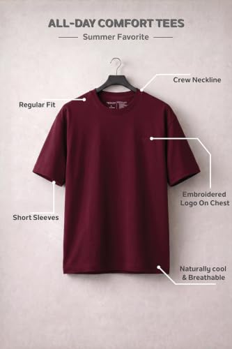 Image of Van Heusen Men's Crew Neck T-Shirt - Soft & Breathable Cotton | Regular Fit | Comfortable Everyday Casual Wear | Short Sleeves | Summer Favorite |Solid Colors | Style 60052|Available in Pack of 1 & 2