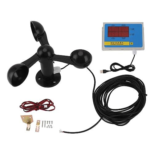 CRANE TOWER -anemomètre ALARME SPEXE Vent USB 3 Pares de Ventilateur Plus Précisément Précisément en Aluminium Power Power Failure Mémoire de Vent pour la Mesure de la Vitesse du Vent, 5V