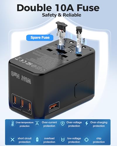 Image of 140W GaN Universal Travel Adapter, 4 USB C /A, 2500W AC, 200+ Countries
