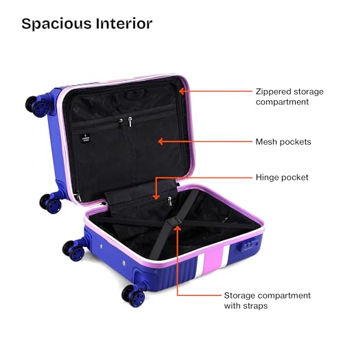 Image of Nasher Miles Mexico Hard-Sided Polycarbonate 8 Wheels Double Spinner Cabin Luggage Blue and Pink 20 inch |55cm Trolley Bag,Small