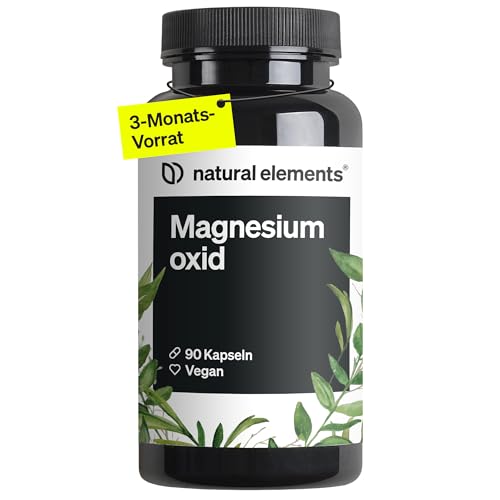 natural elements Magnesium - 90 Kapseln - 667mg, davon 400mg elementares Magnesium pro Kapsel - Laborgeprüft, hochdosiert, vegan