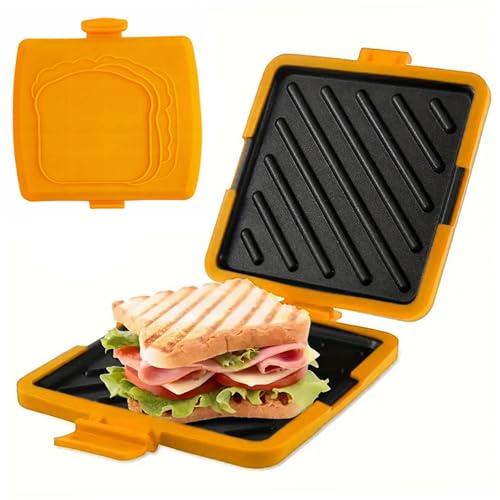 CAKEEYUM Sandwichera para microondas, prensa para sándwiches antiadherente de silicona de calidad alimentaria, sin cables y apta para lavavajillas, tostadora para microondas para oficina en casa