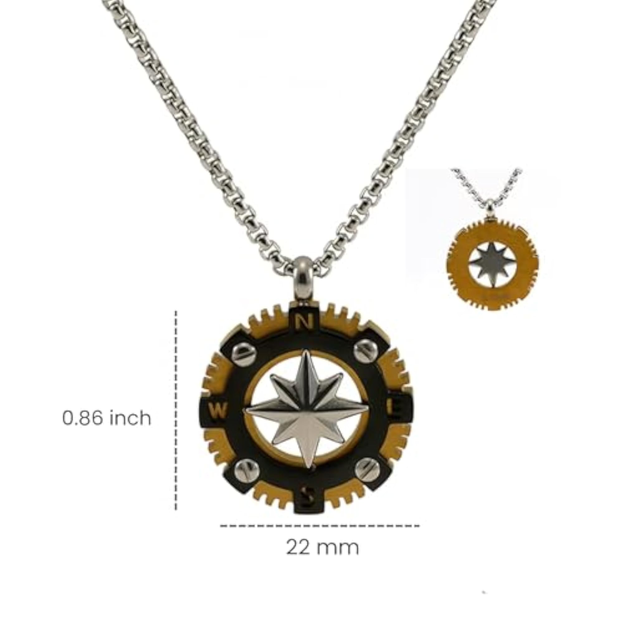 Boys' Titanium Steel Pendant with 22inch Round Box Chain