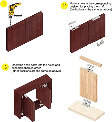 2Pcs Black Pivot Hinge Rotating Hinge 360 Degree Stainless Steel Concealing Hinges Door Pivot Hinges Up Down Shaft (Central Axis Hinge Small) (2Pcs) #TOP3