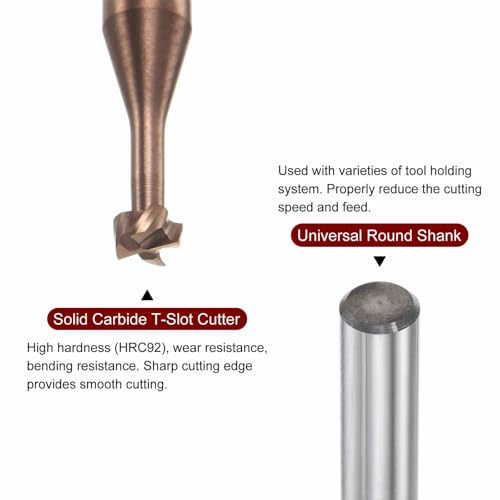 Image of HARFINGTON T Slot End Mill Milling Cutter 3mm Cutting 1.5mm Depth 4mm Shank Solid Carbide Titanium Coated 4 Flutes for Stainless Steel Alloy